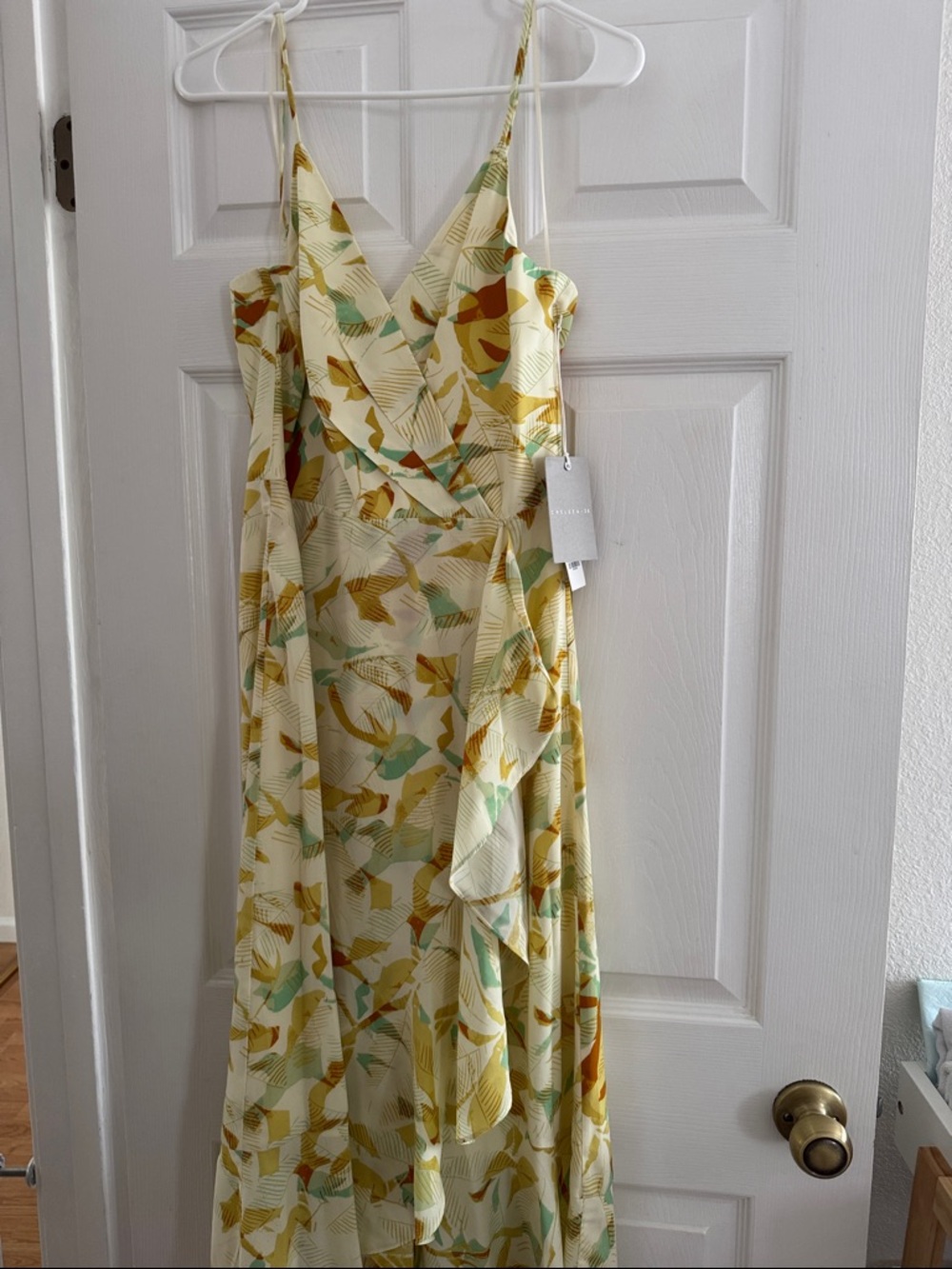 Chelsea28 Cream Maxi Dress with Yellow, Green and Rust Floral Print